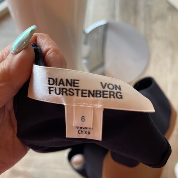 Diane Von Furstenberg Colorblock Midi Dress Sleeveless Navy size 6 - Picture 4 of 5